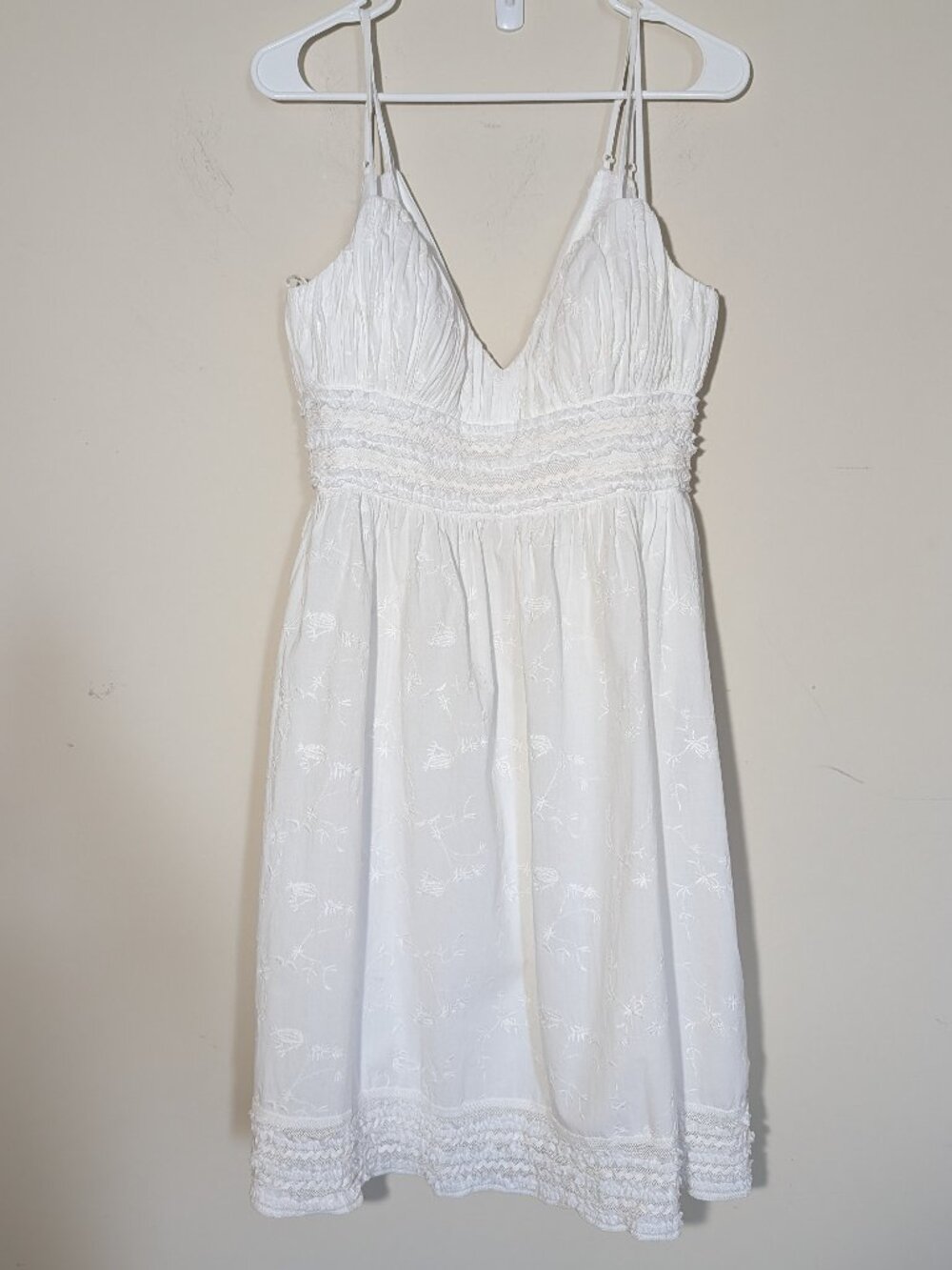 OC by Oleg Cassini Spaghetti Strap Plunge V-Neck A-Line Party Dress Sz 10 White
